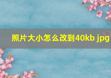 照片大小怎么改到40kb jpg